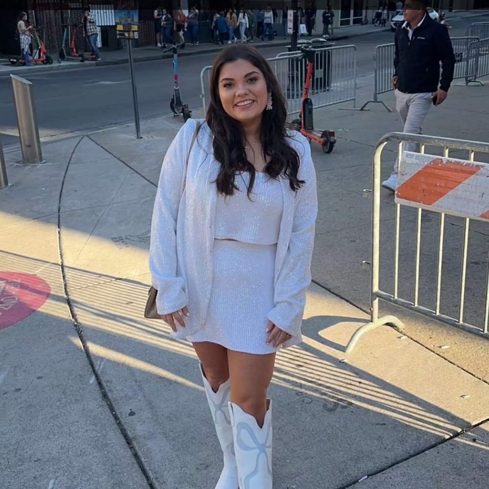 White Sequin Two-Piece Set